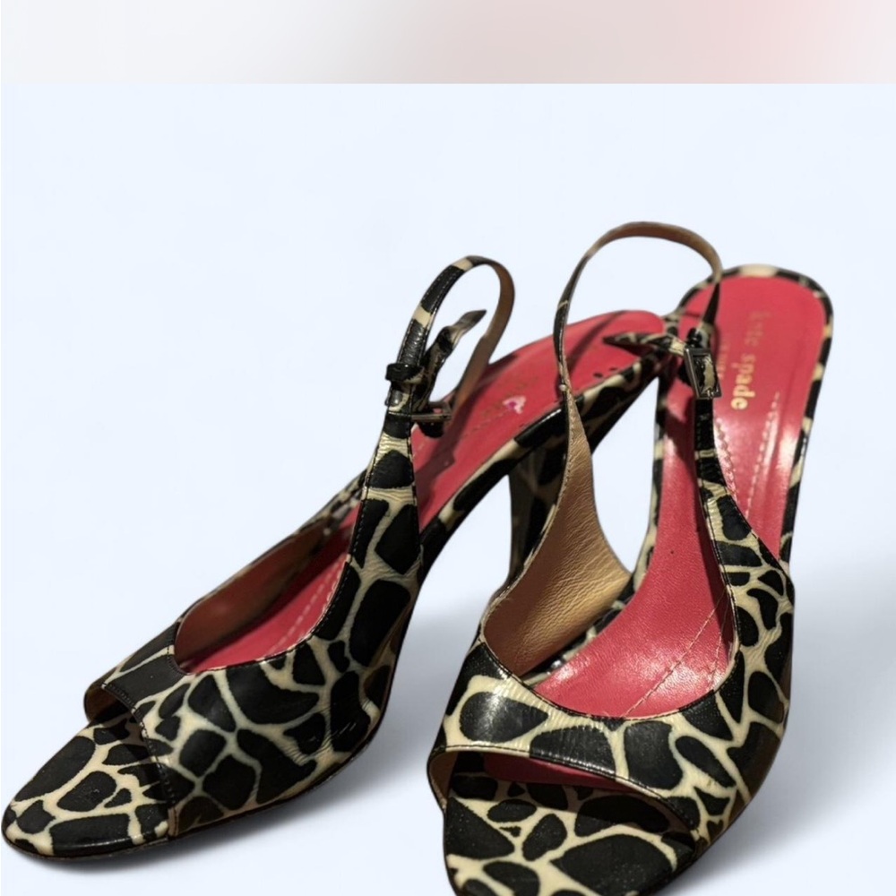 Kate Spade Black and Cream Giraffe Print Heels